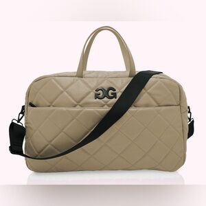 New Gilda Paris Elegant Taupe Quilted Duffel Bag